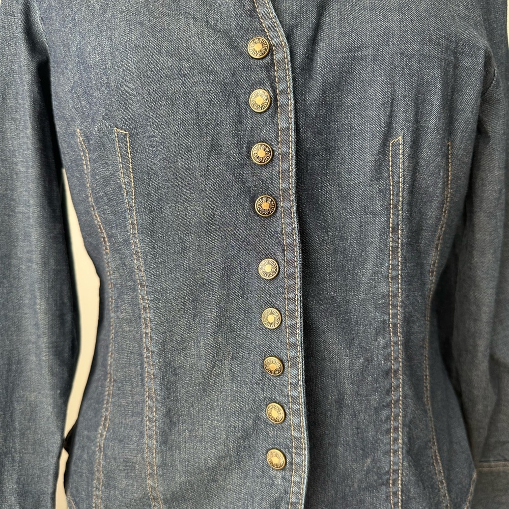 Live a Little Blue Denim Snap Button Shirt - Picture 2 of 7
